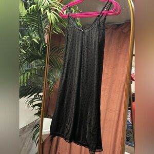 Elegant Black with hearts Lace Trim Slip Dress